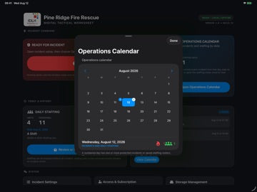 IDLH Tactical Worksheet completed incident calendar